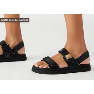 Steve Madden Mona Black Buckle Sandals 7